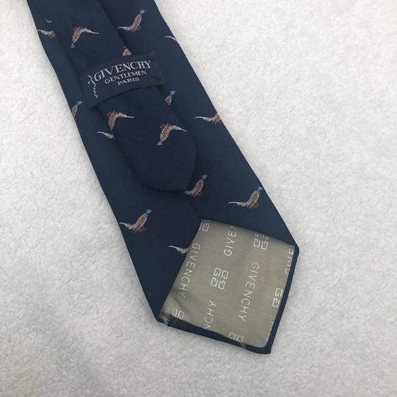 Vintage Givenchy Gentlemen Paris Pheasant Pattern Necktie Tie - Picture 5 of 7